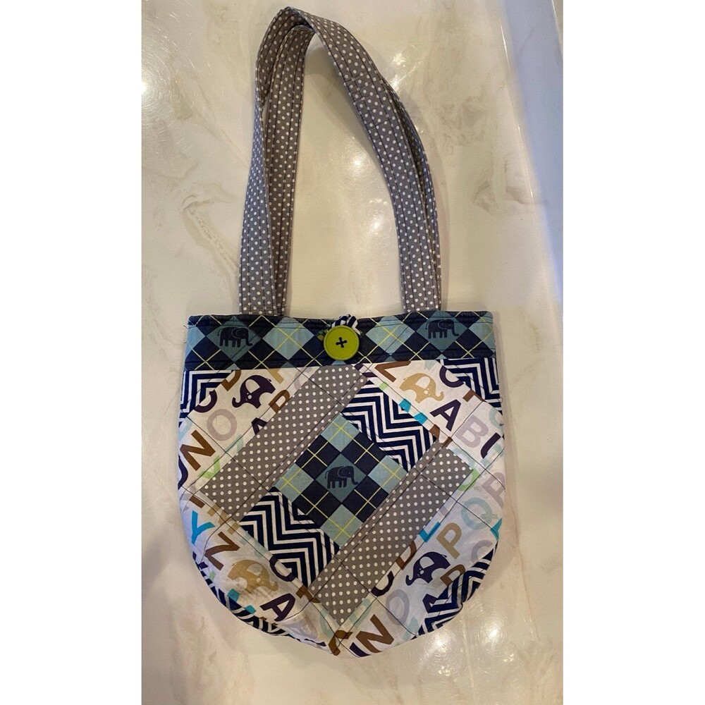 Hand sewn Handmade Handcrafted‎ Tote Diaper Cloth Bag w/shoulder Straps Elephant